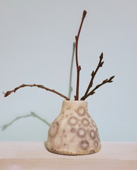 Twigs, handmade raku twig-vase